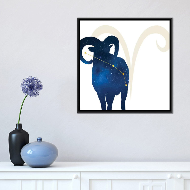 « stars of aries », impression sur toile tendue, H 18 po x l 18 po x P 1,5 po, Toile avec cadre noir, Pas de tapis