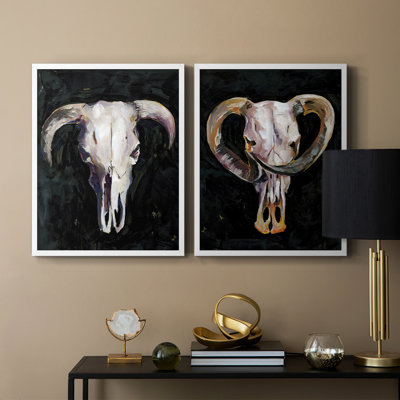 Horned Skull I-Premium Framed Print -Ready to Hang - No Nails Required - No Nails Required