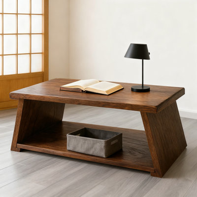 Japanese Low Floor Folding Table With Storage, Solid Paulownia Wood Meditation And Tea Table For Zen Living Spaces
