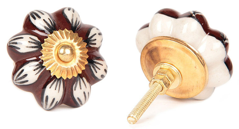 Hand Painted Flower Novelty Knob