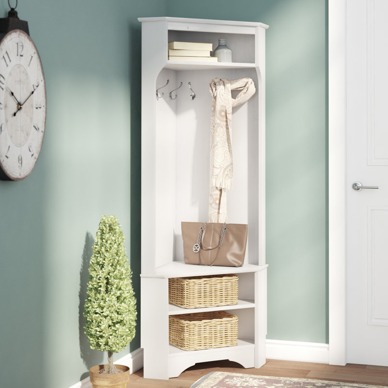 Hall Tree 30.5'' Wide with Shoe Storage, White