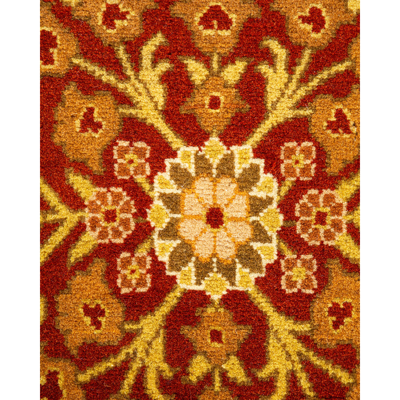 Hayner One-of-a-Kind Hand-Knotted New Age 5'1" x 7'7" Oval Wool Area Rug in Orange/Red