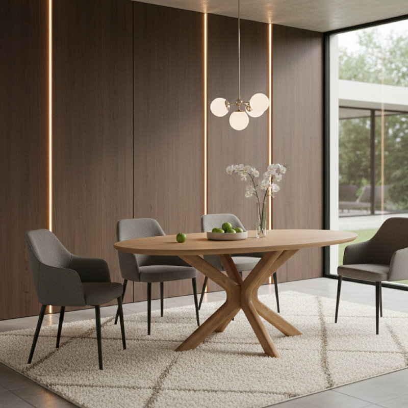 Tycho Oval Solid Wood Dining Table, Natural