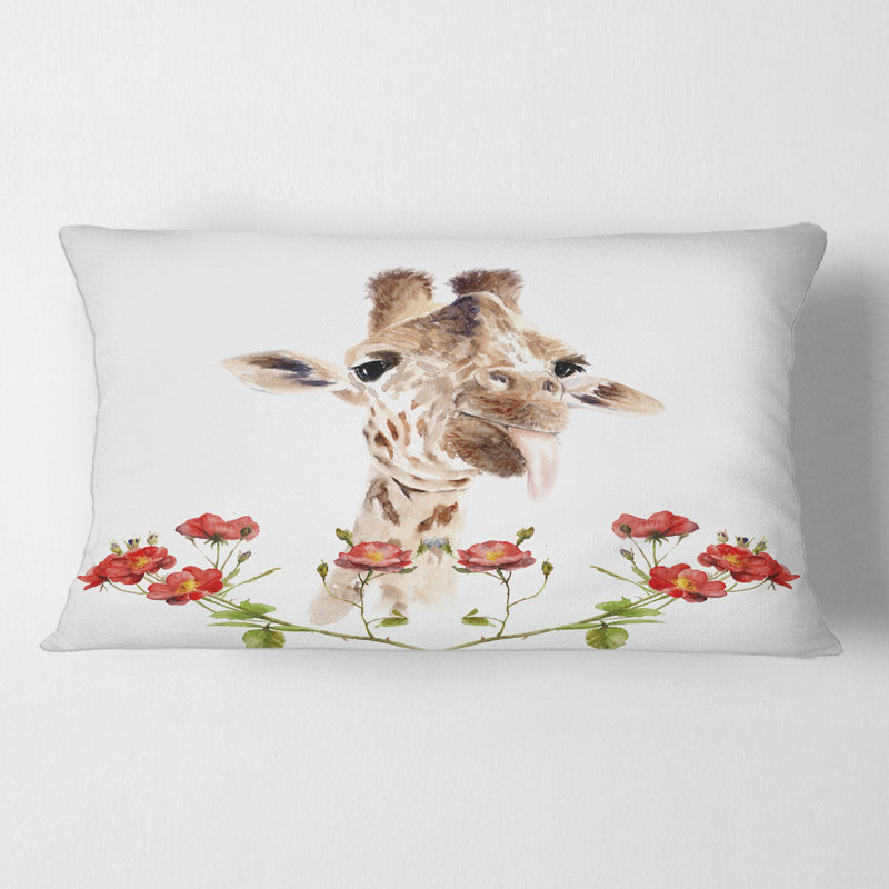 Portrait d'une girafe avec housse de coussin rectangulaire et insert II