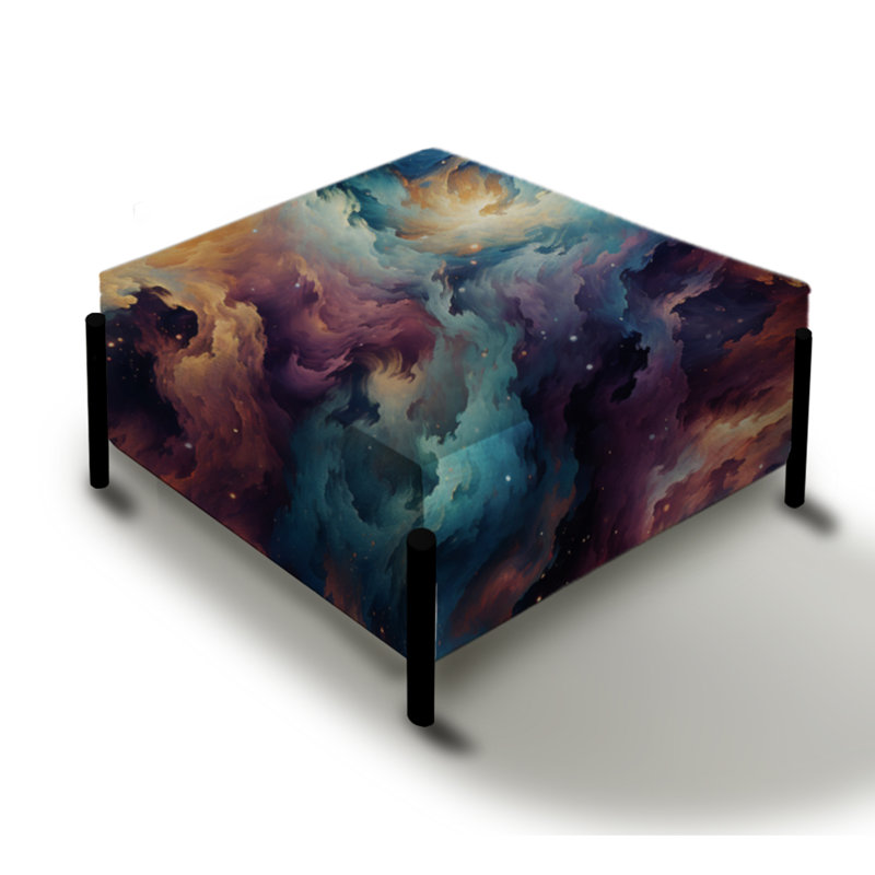 Plaid Galaxy Multicolor Expedition - Grand repose-pieds carré damassé