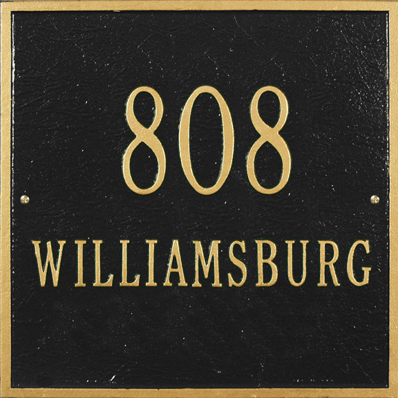 2-Line Wall Address Plaque, Black and Gold, Yes