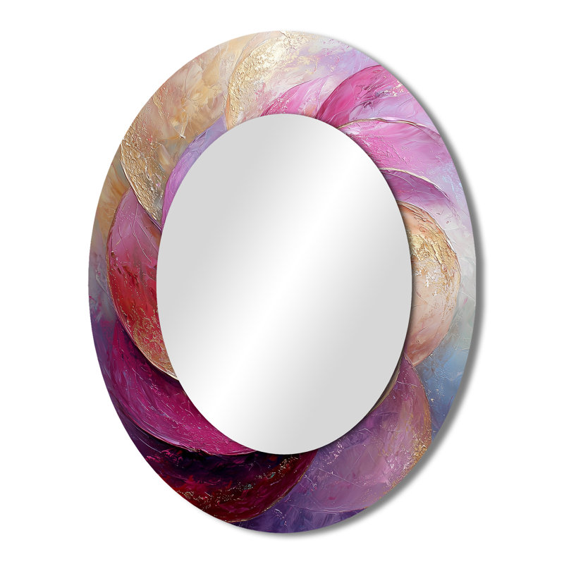 Abstract Lavender Tranquility Balance IV - Modern Oval Wall Mirror, 43" x 33"