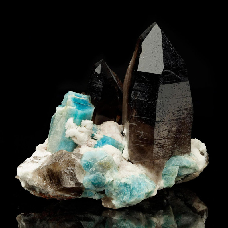 Quartz fumé avec Amazonite et albite