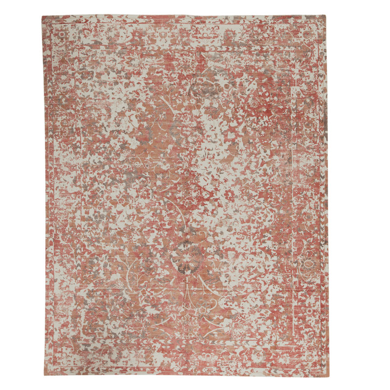 Tapis unique rouge / gris 7 pi 9 po x 9 pi 8 po