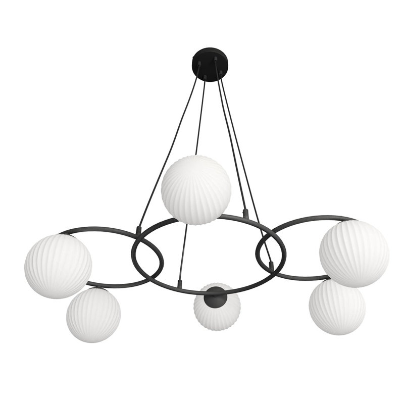 Frisco 6 - Light Matte Black Pendant, Matte Black/Opal