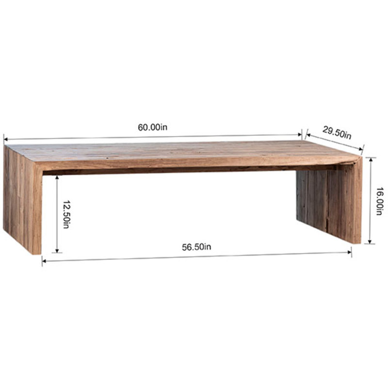 Chilton 60" Rectangular Reclaimed Teak Waterfall Coffee Table