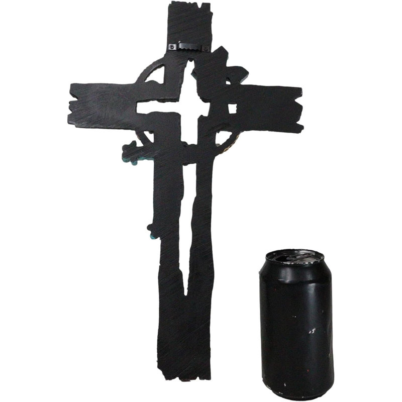 Croix murale rustique en faux bois patiné
