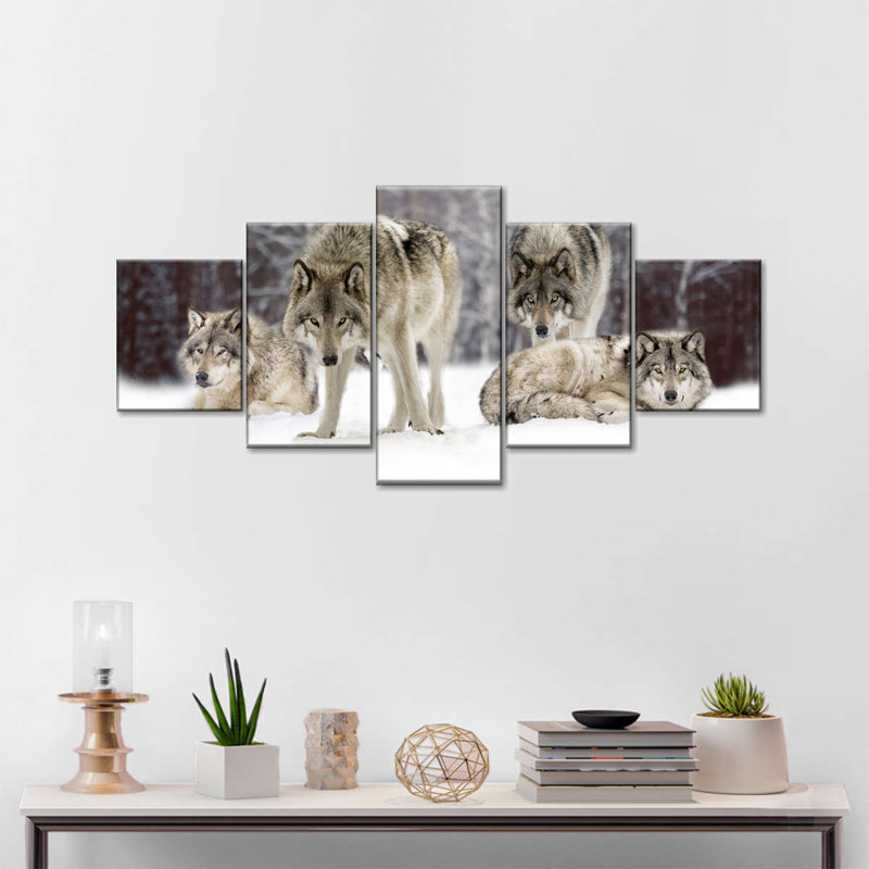 Ensemble de loups, reproduction d'art sur toile, H 24 po x l 55 po x P 1,25 po