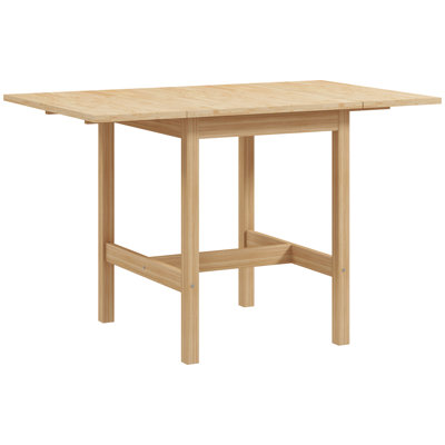 Foldable Dining Table, Drop Leaf Table with Solid Wood Frame