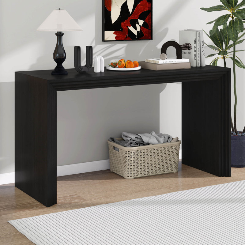 Console avec motif rayé unique, table d'entrée étroite en panneau de fibres à densité moyenne, table de bout derrière le canapé, table d'appoint polyvalente