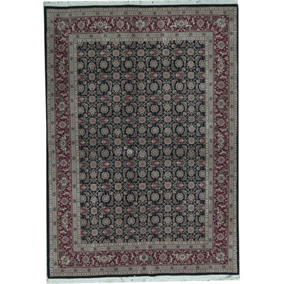 Hand-Knotted High-Quality Black and Wine Area Rug