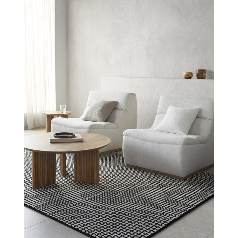 Damier Wool Checkered Area Rug, Rectangle 2' x 3'