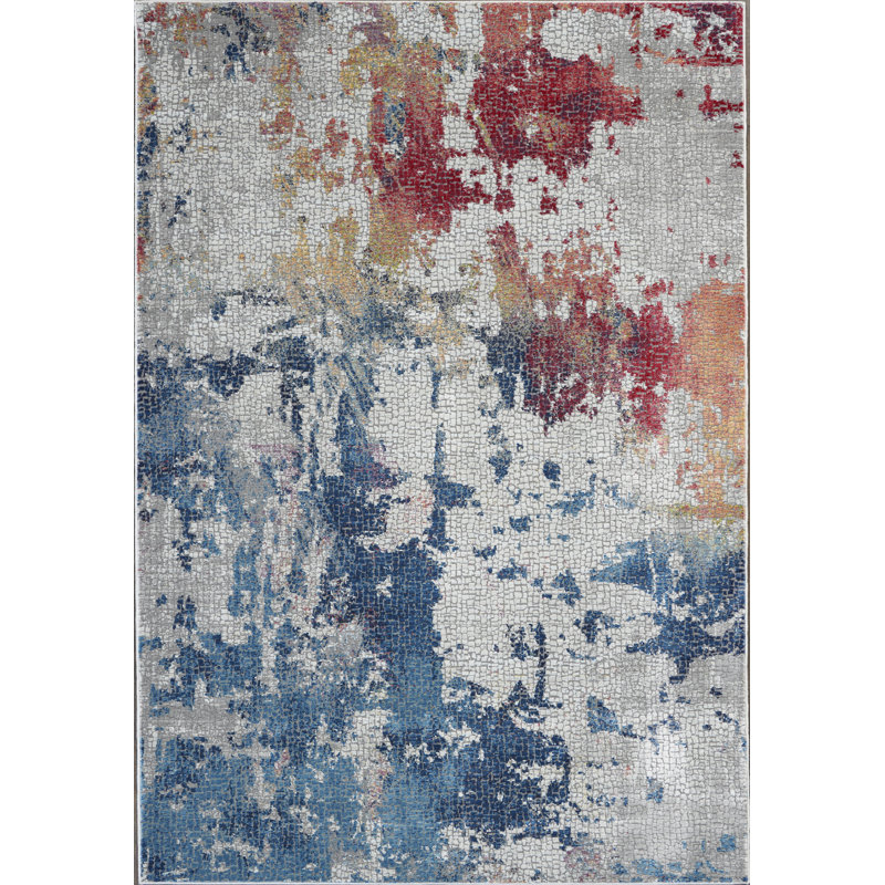 Tapis transitionnel moderne multicolore, Rectangle 4 pi x 6 pi