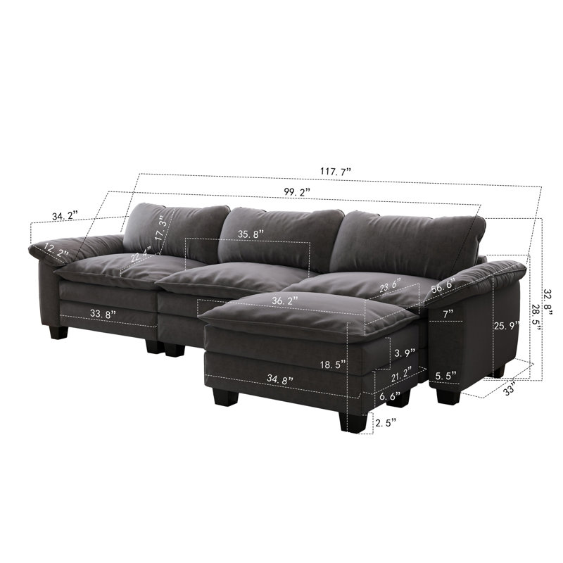 Ensemble modulaire en velours 4 pièces, Velours gris velours