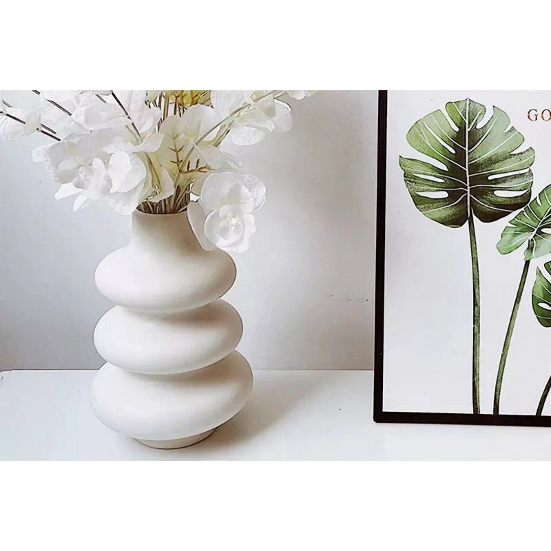 Elegant Cream Ceramic Vase, 3.1 x 3.1 x 7.9 inches | 100% Durable Ceramic | Perfect for Home Decor, Floral Arrangements & Centerpieces | Stylish Addition to Any Room, Modern and Timeless Design