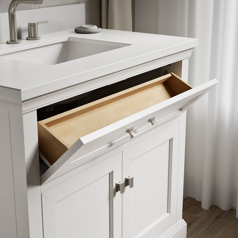 Charlemont 30 In. Bathroom Vanity Cabinet With Sink And Quartz Top, White, Brushed Nickel, 30"