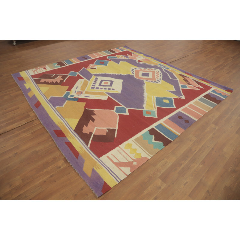 Tapis géométrique kilim carré 8 x 8