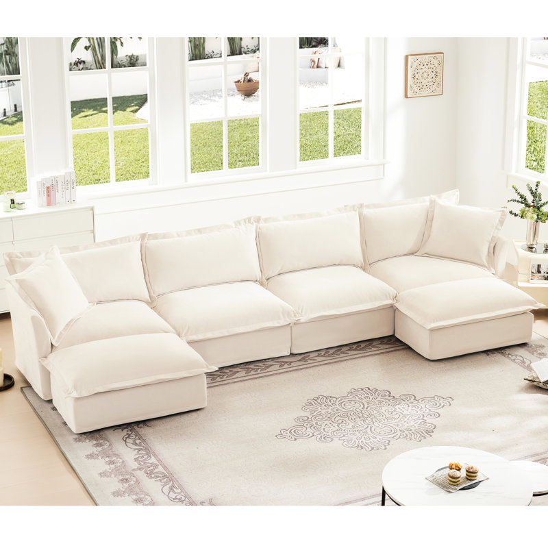 4 places en tissu chenille, canapé modulaire en forme de U, siège profond confortable pour le salon, canapé modulaire de luxe, siège, canapé classique