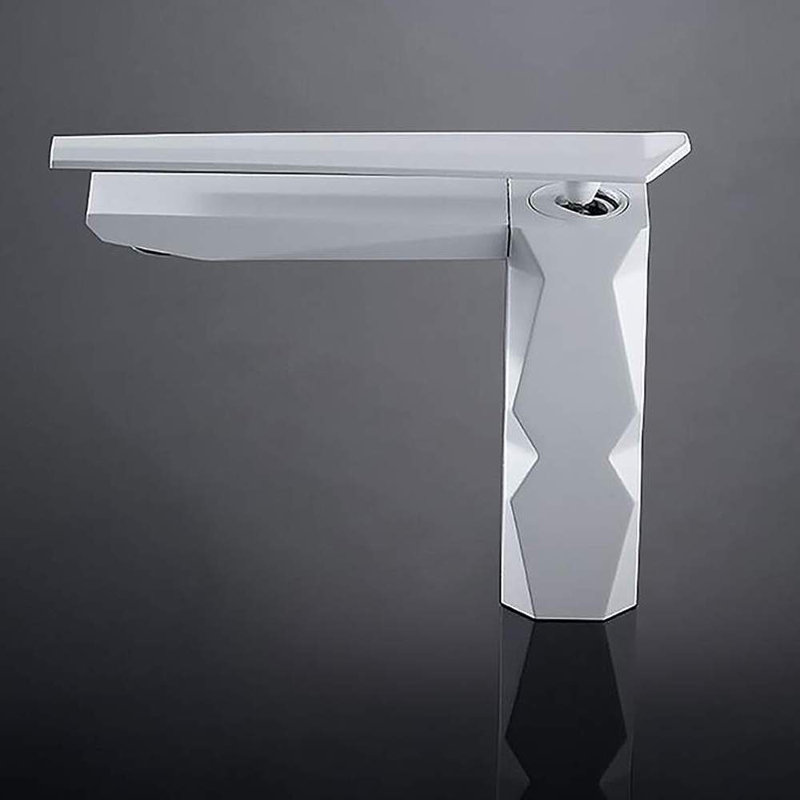 Ikon Low Luxury Single Hole Bathroom Faucet, White
