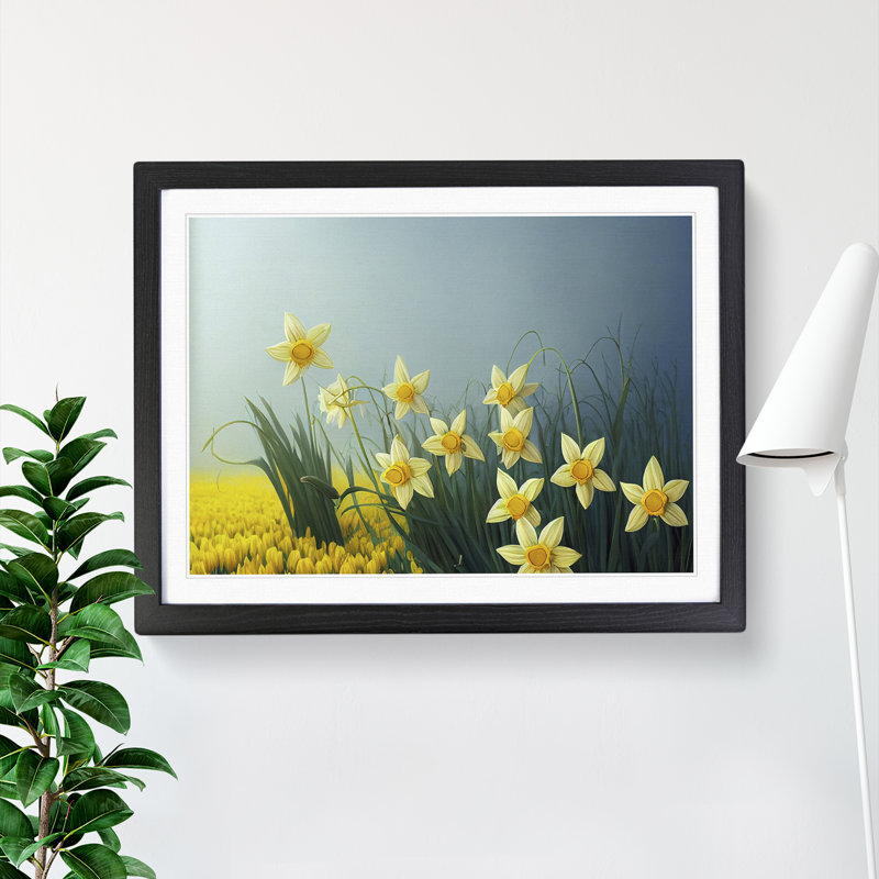 Showstopping Daffodil Flowers - Framed Print, Black, 46cm H x 64cm W x 2cm D