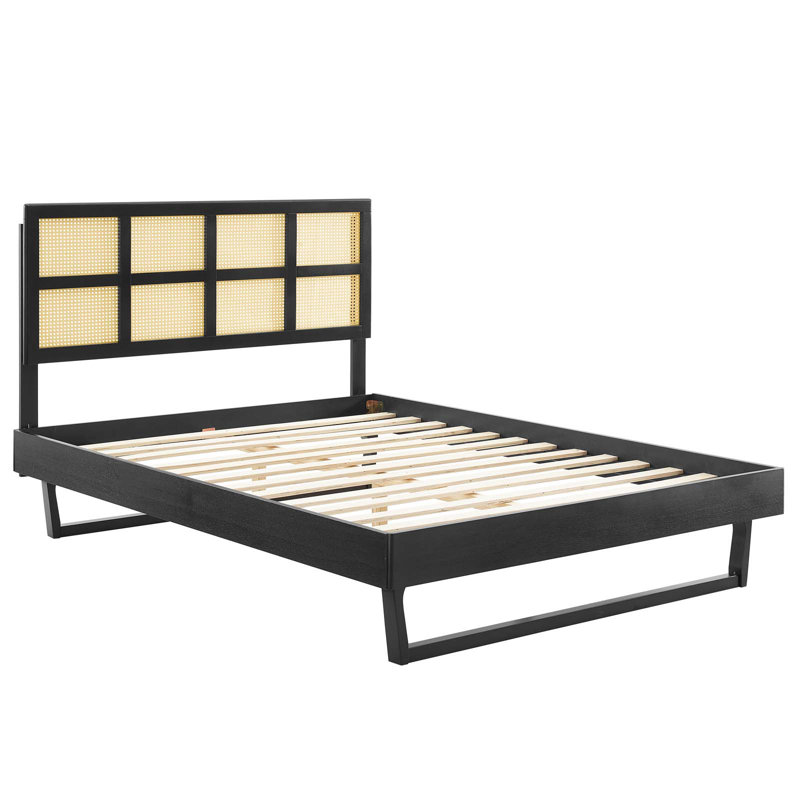 Grand lit plateforme avec pieds angulaires noirs Sidney Cane and Wood, Très grand, Noir