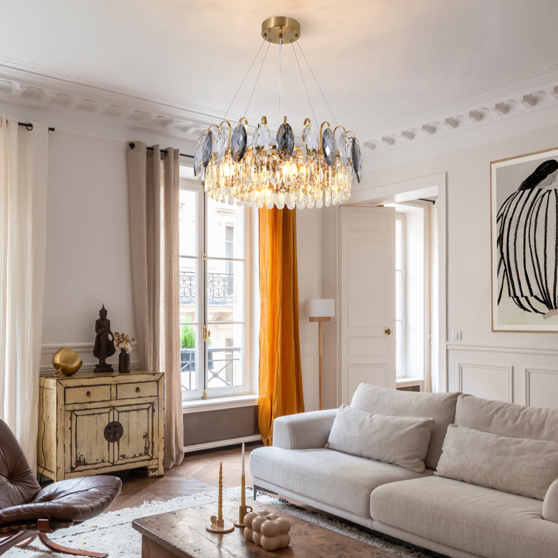 Lustre en cristal 6 lumières avec fils réglables