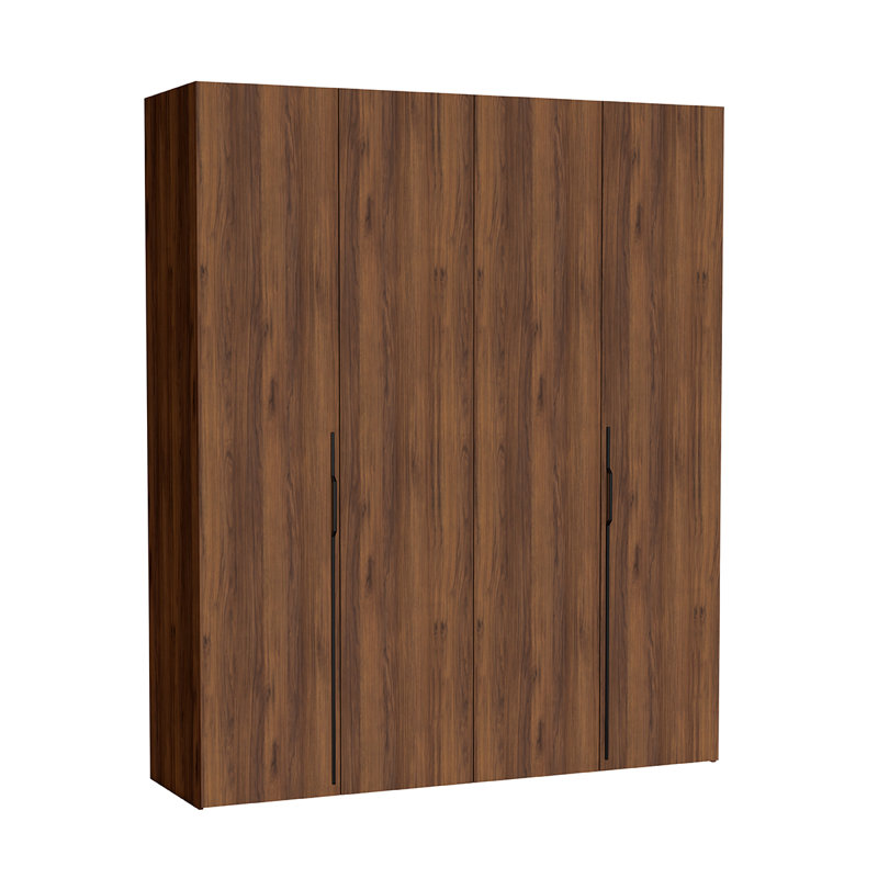4 Door Laminate Wardrobe, 200, WARMIA WALNUT