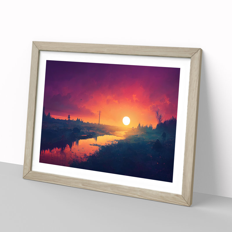 City Sunset - Framed Print, 34cm H x 46cm W x 2cm D, Oak Framed
