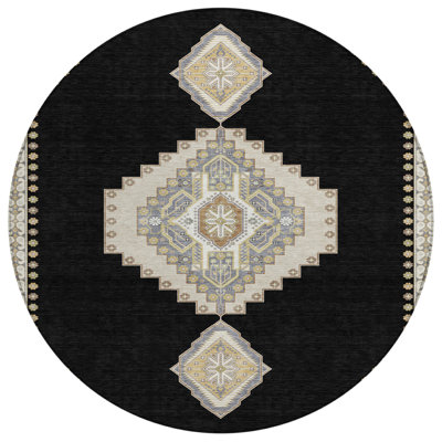 Elira Black Washable Indoor-Outdoor Rug - 