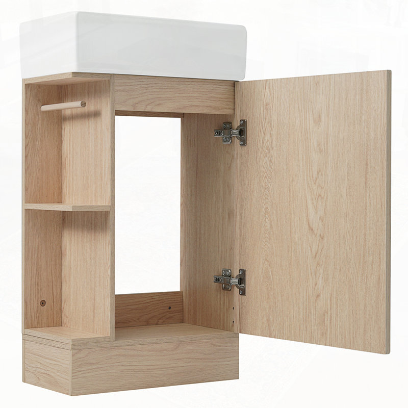Bathroom Vanity Cabinet with Two-tier Shelf, Natural