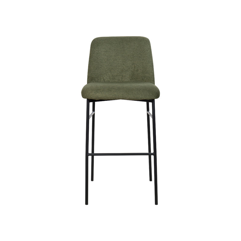 Ery Bar Height Chair Set Of 2, Green Cushions, Black Metal Frame, Green