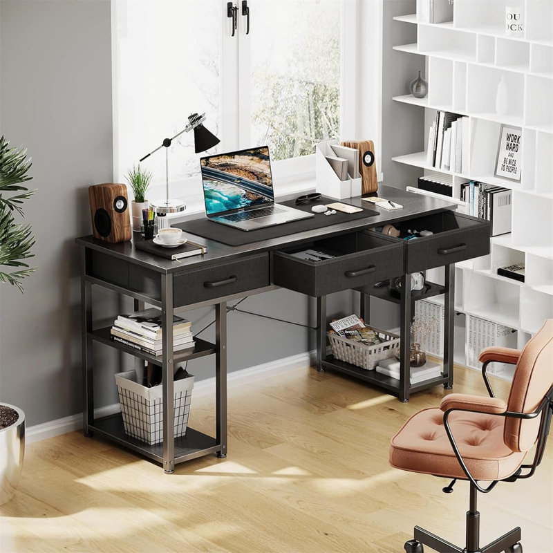 Divo Metal Base Computer Desk, Black