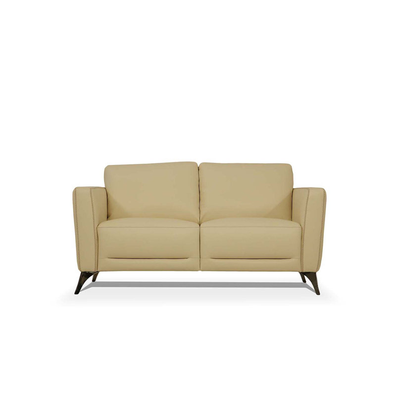 Lyanna Loveseat Cream Faux Leather, Cream Genuine Leather