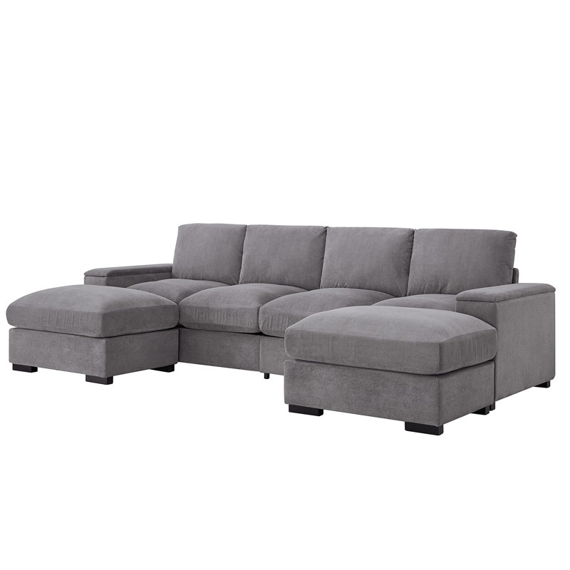Sectional Sofa Deep Seat Sofa Couch With Ottomans, Corduroy Sofa Sleeper Comfy Upholstered Furniture For Living Room, Apartment, Office,