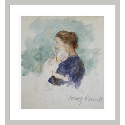«Watercolor of Mother and Child» par Mary Cassatt, impression giclée encadrée