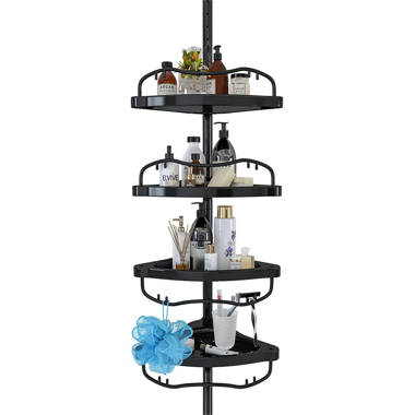 Rust-Resistant Tension Pole Shower Caddy, 3 Shelves, Oil Rubbed