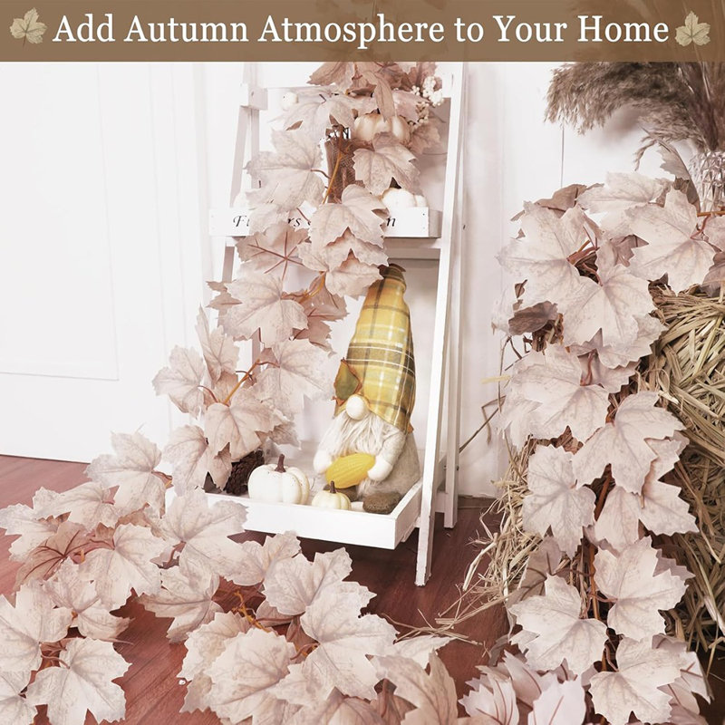 Ensemble de 2 guirlandes d'automne de 6 pi décorations d'automne pour la maison, décorations d'automne guirlandes à feuilles d'érable avec crochets, guirlande d'automne, décorations de l'Action de grâce pour la maison