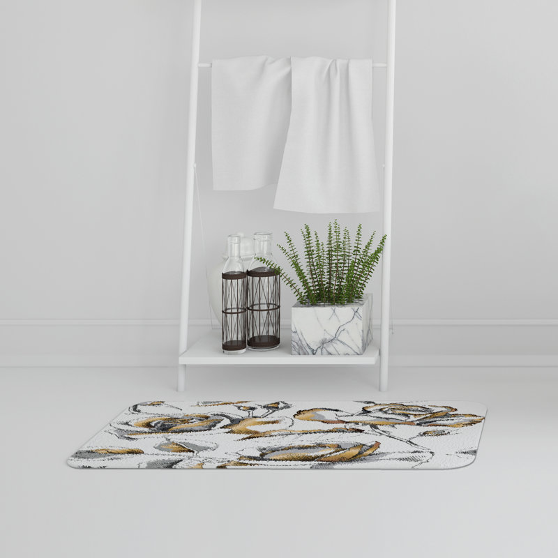Heine Non-Slip Bath Rug, Vintage Gold Roses