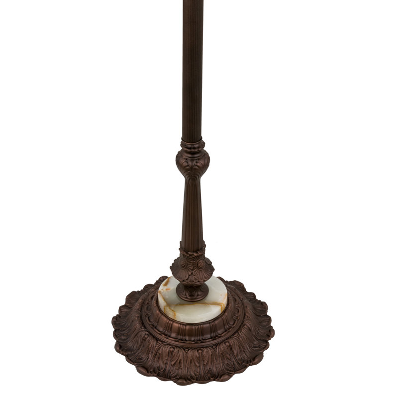 Victorian 61'' Mahogany Bronze Stained Glass Floor Lamp