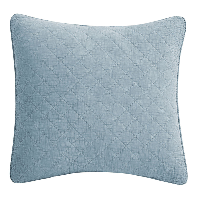 Stonewashed Cotton Gauze Solid Color Classic Casual Modern Rustic Pillow Sham, Standard/Twin, Mineral Blue