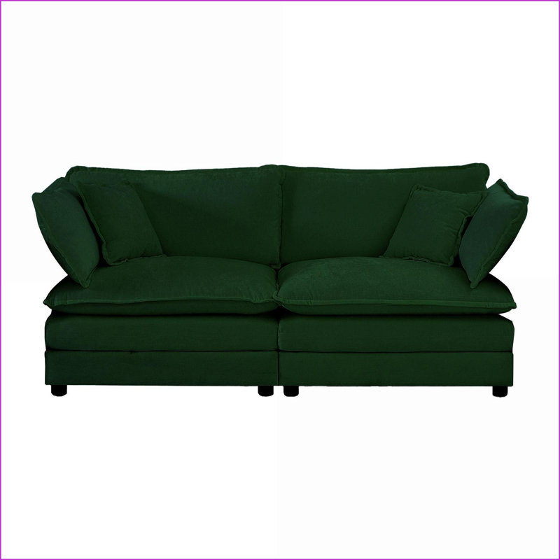 Canapé modulaire 4 pièces modulaire avec repose-pieds pour un usage familial | Vert sauge | Chenille, Chenille verte