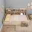 Lit plateforme en bois avec garde-corps et tablettes de rangement latérales-777039832-777039838