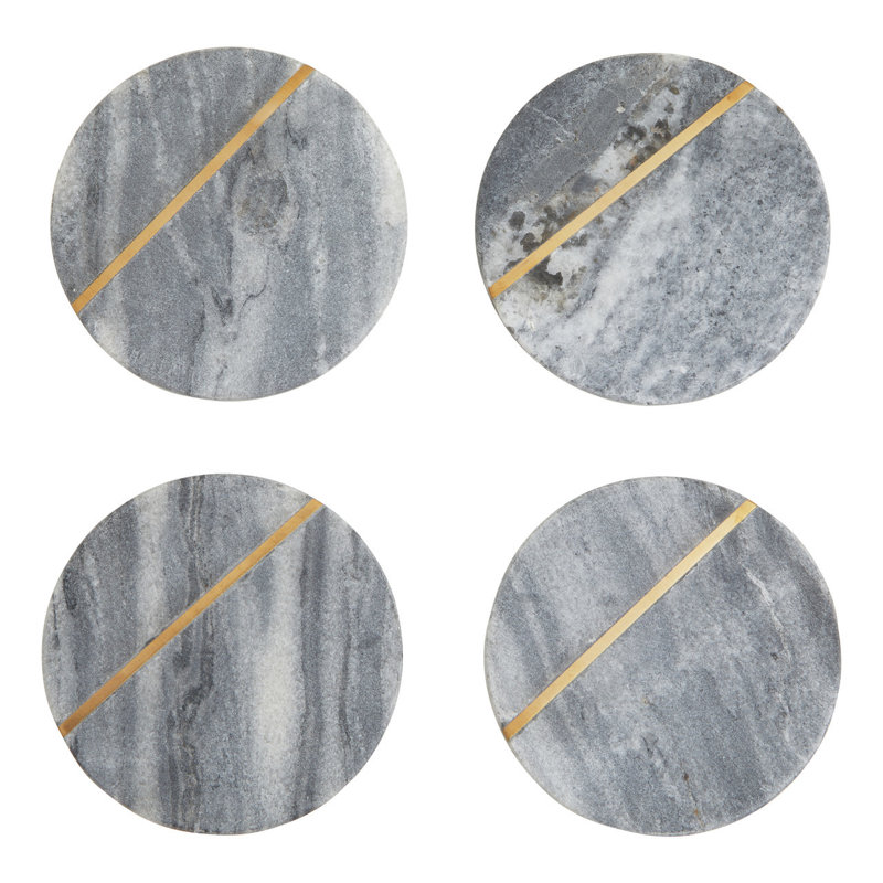 Roisin Marble Round 4 Piece Coaster Set