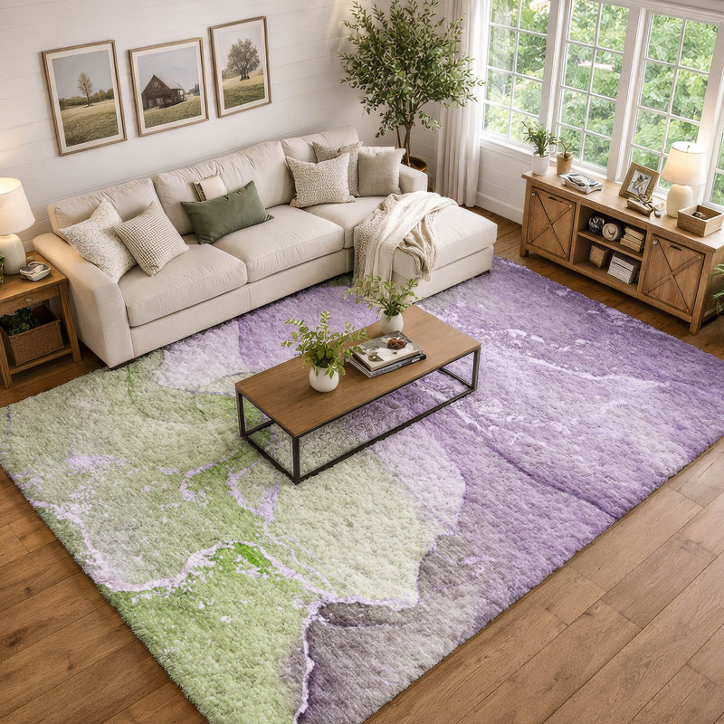 Tapis de qualité supérieure lavable à la machine à poils longs ADS517, Mauve, 10 pi x 14 pi
