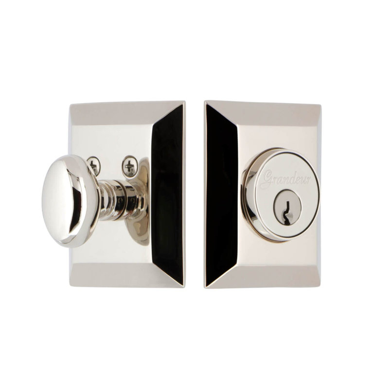 Pêne dormant cylindrique carré Grandeur Fifth Avenue, Nickel poli, 2.75"